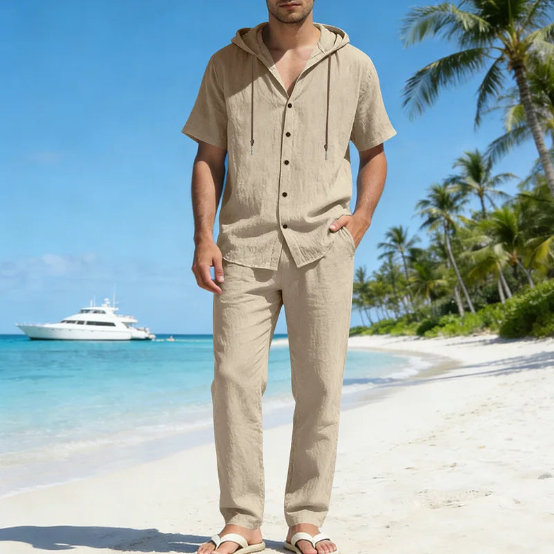 Men’s Summer Beach Set | Casual Short Sleeve Shirt & Shorts Outfit