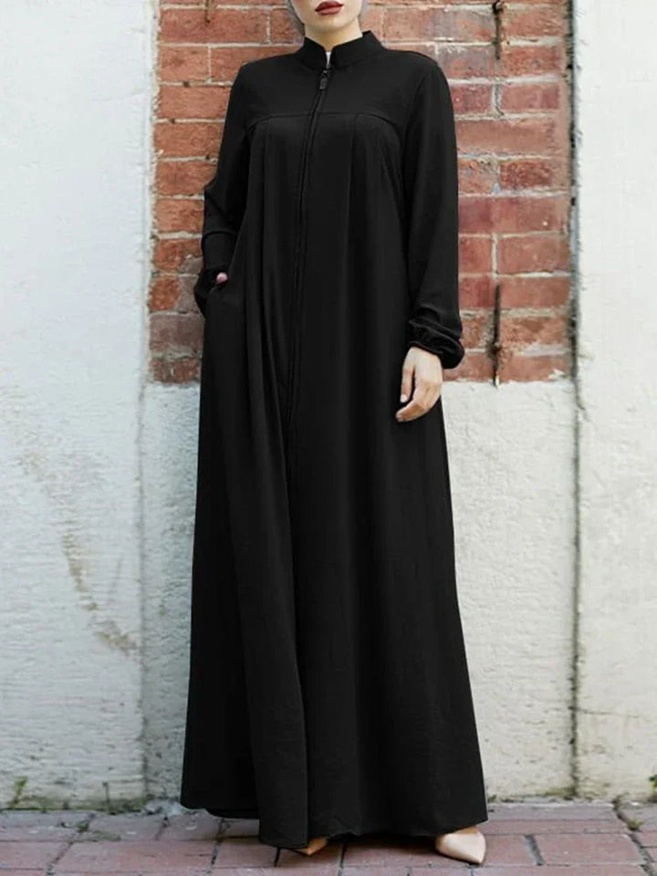 Black Abaya | Elegant Modest Zipper Dress