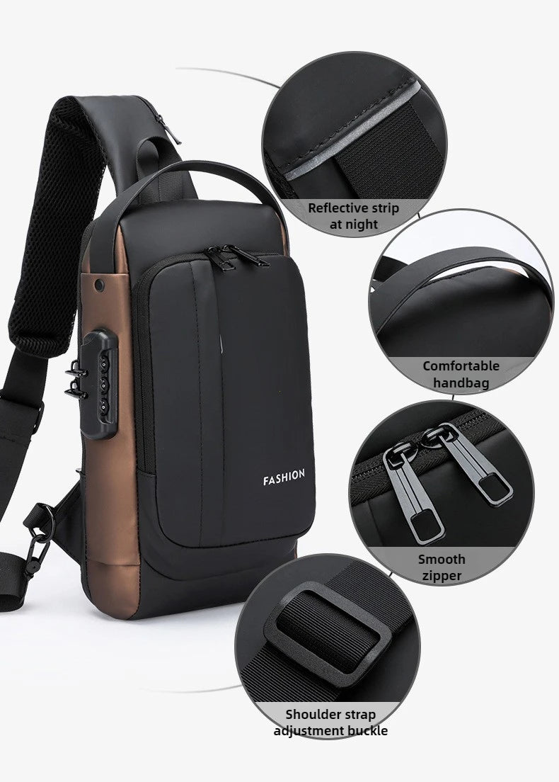Men’s Anti-Theft Oxford Sling Chest Bag | حقيبة صدر رجالية أكسفورد مضادة للسرقة