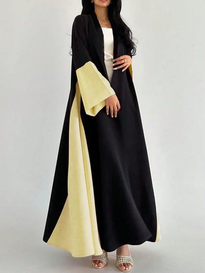 Abaya Open Front Color Block Elegant Modest