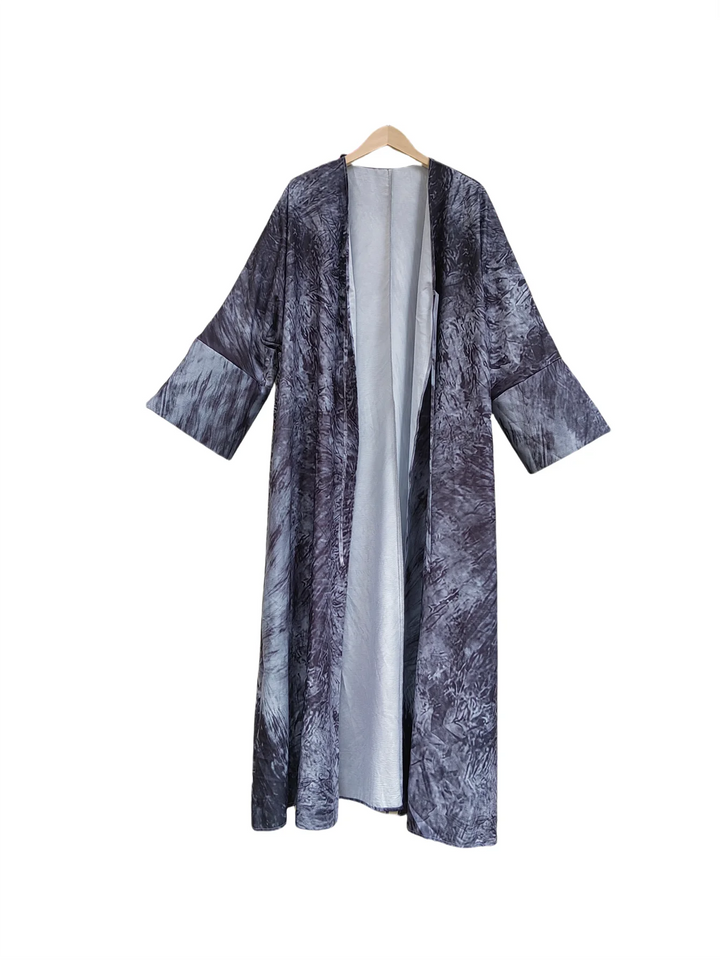 Women’s Open Abaya | Artistic Tie-Dye Modest Layering Design