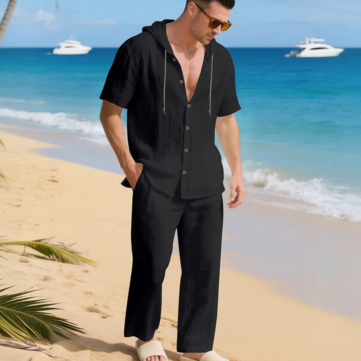 Men’s Summer Beach Set | Casual Short Sleeve Shirt & Shorts Outfit