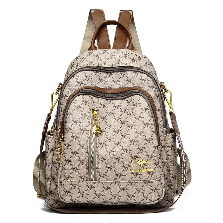 Women’s Leather-Look Travel Backpack | حقيبة ظهر نسائية أنيقة للسفر