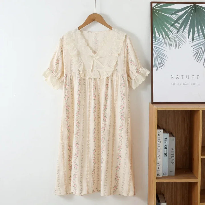 Women’s Cotton Summer Nightgown | جلابية بيت قطنية صيفي - Vine Print