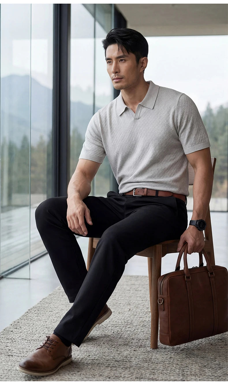 Men’s Mulberry Silk Knit Polo Shirt