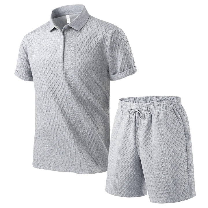 Men’s Solid Summer Set | Casual Short Sleeve Shirt & Shorts Outfit