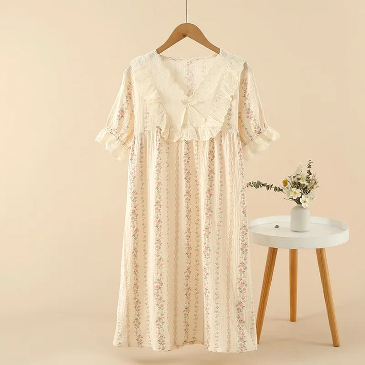 Women’s Cotton Summer Nightgown | جلابية بيت قطنية صيفي - Vine Print