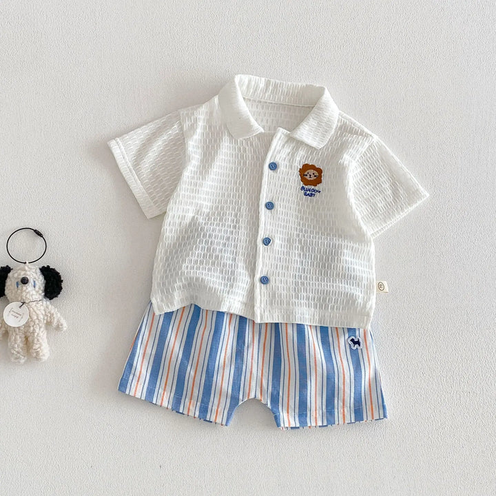 Baby Boys’ Breathable Shirt & Shorts Set 1–3Y | طقم طفل خفيف بقميص وشورت لعمر ١–٣ سنوات
