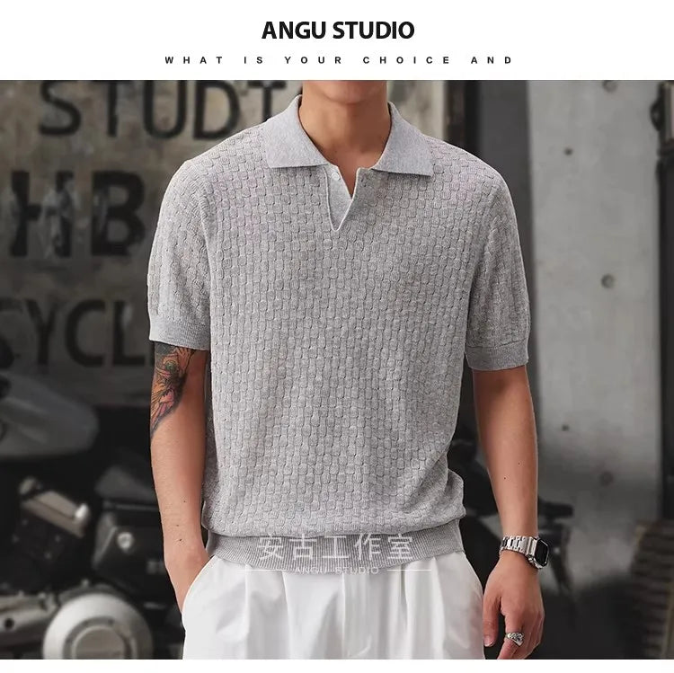 Men’s Loose Fit Knit Polo Shirt