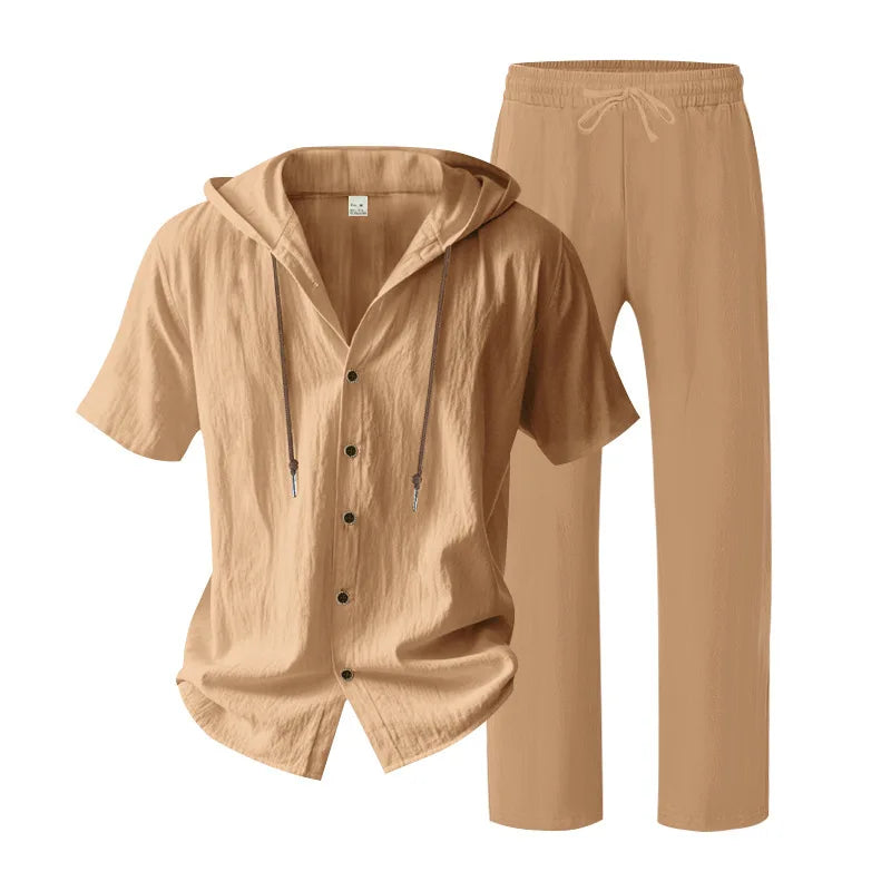 Men’s Summer Beach Set | Casual Short Sleeve Shirt & Shorts Outfit