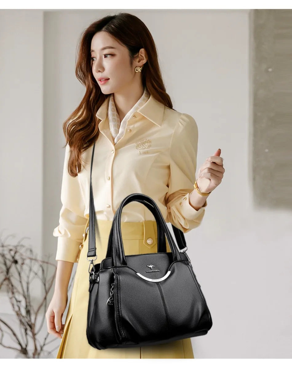 Women’s Soft Leather-Look Tote Bag | Elegant Shoulder Crossbody