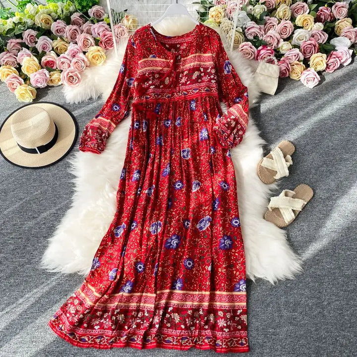 Women’s Retro Floral Long Jalabiya | جلابية نسائية طويلة بنقشة زهور