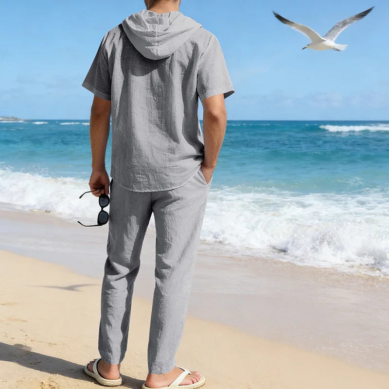 Men’s Summer Beach Set | Casual Short Sleeve Shirt & Shorts Outfit