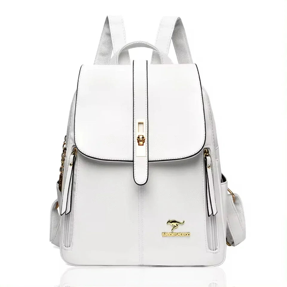 Women’s Vintage Leather-Look Backpack | حقيبة ظهر نسائية بطابع كلاسيكي