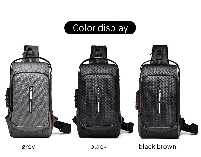 Men’s PU Anti-Theft Chest Bag | حقيبة صدر رجالية PU مضادة للسرقة