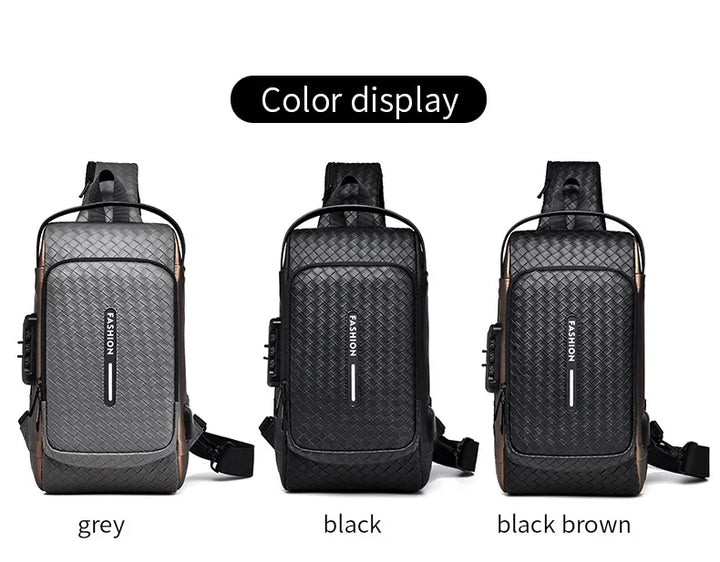 Men’s PU Anti-Theft Chest Bag | حقيبة صدر رجالية PU مضادة للسرقة