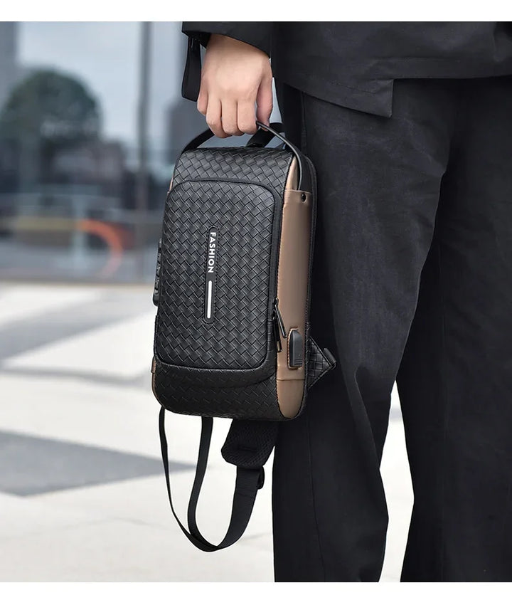 Men’s PU Anti-Theft Chest Bag | حقيبة صدر رجالية PU مضادة للسرقة