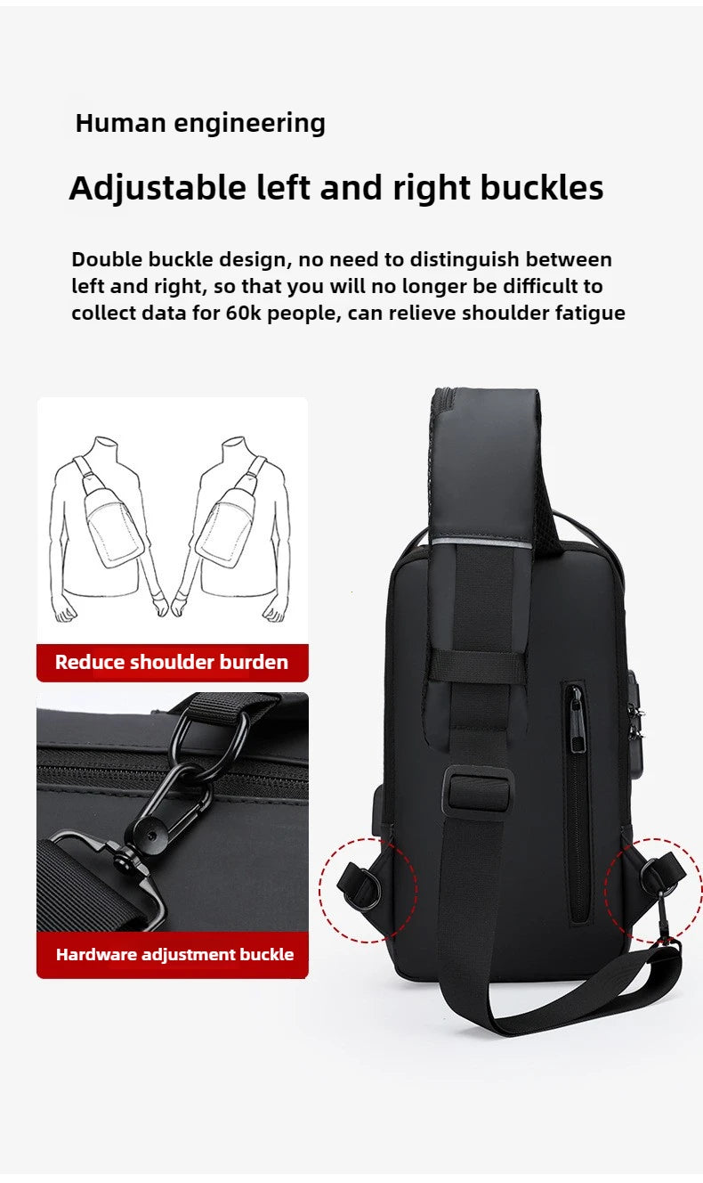 Men’s Anti-Theft Oxford Sling Chest Bag | حقيبة صدر رجالية أكسفورد مضادة للسرقة