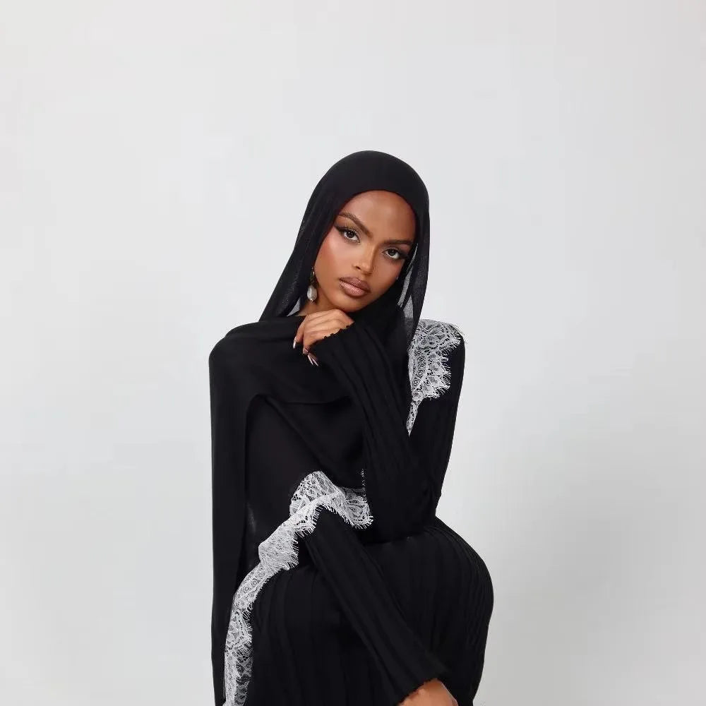 Women’s Lace Edge Hijab Scarf | Soft Everyday Drape