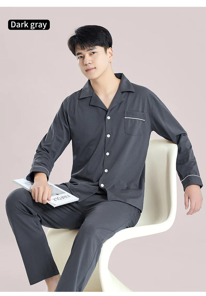 Men’s Plaid Pajama Set | Warm Cotton Winter Homewear
