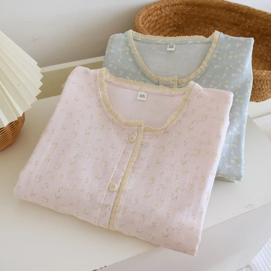 Women’s Double Gauze Cotton Nightgown | جلابية قطنية صيفية للبيت - Floral