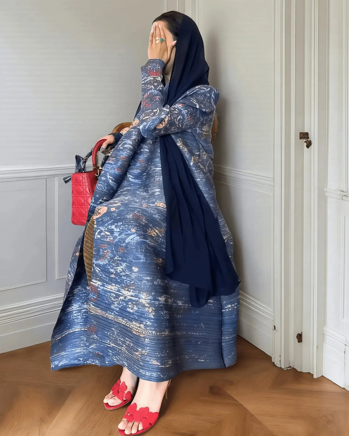 Printed Open Abaya | Elegant Lightweight Modest Wear