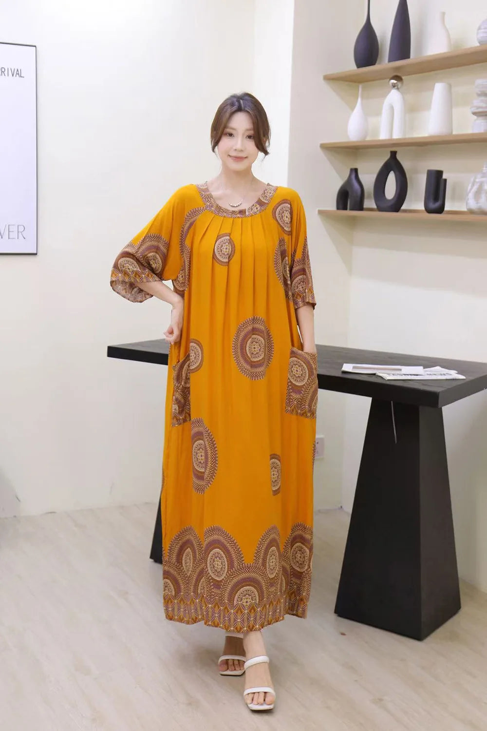 Women’s Floral Maternity Lounge Dress | فستان بيت واسع ومريح - Floral