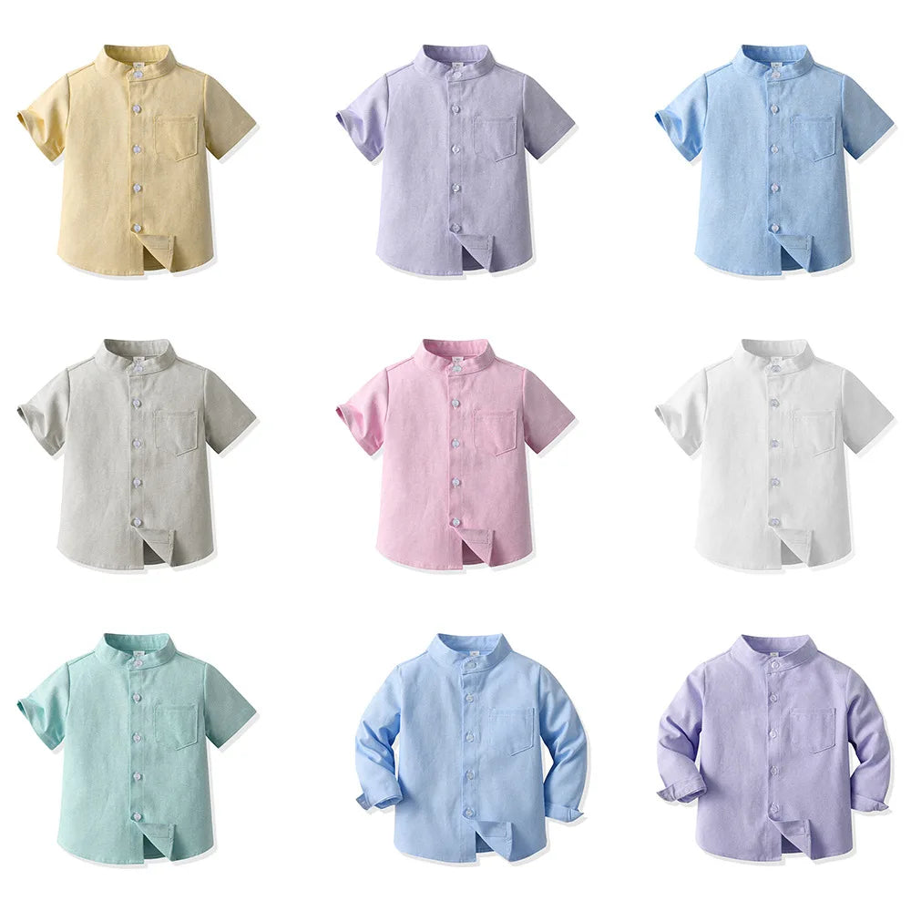 Boys’ Pure Cotton Short Sleeve Shirt 2–6 Years | قميص أطفال قطني قصير الأكمام لعمر ٢–٦ سنوات