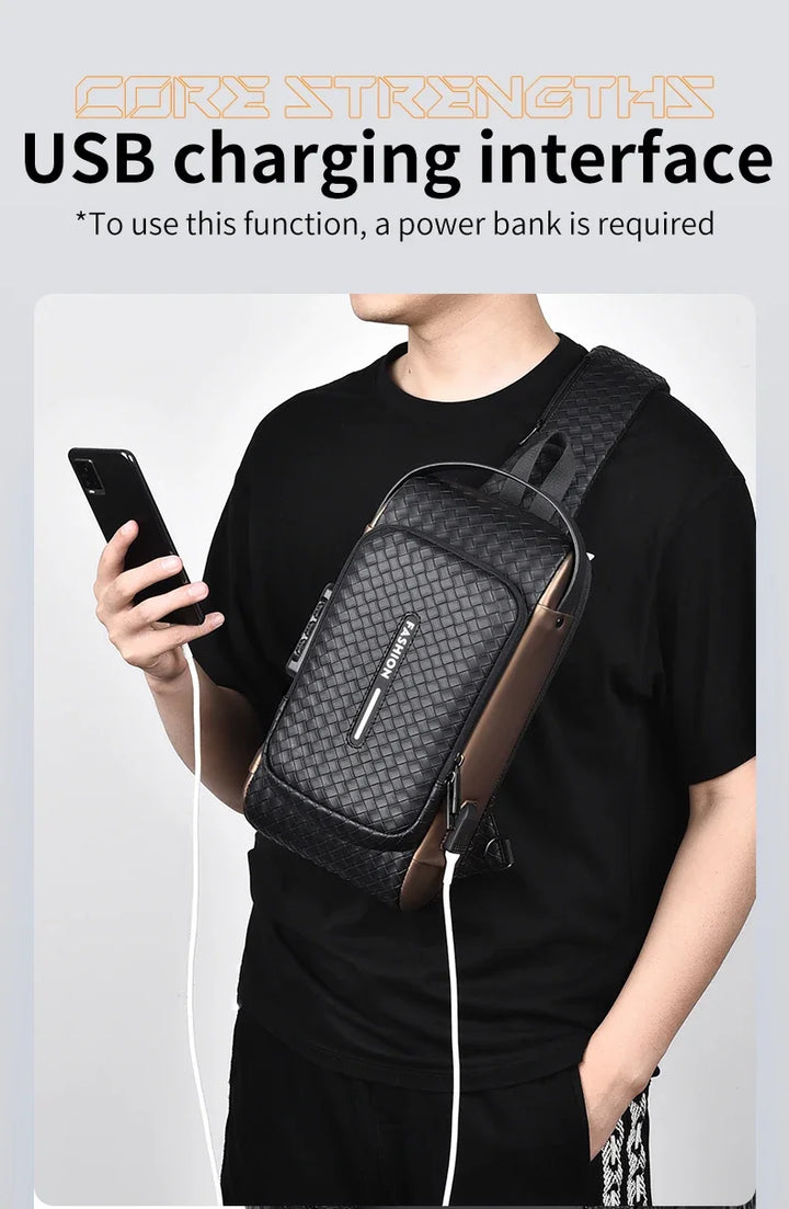 Men’s PU Anti-Theft Chest Bag | حقيبة صدر رجالية PU مضادة للسرقة
