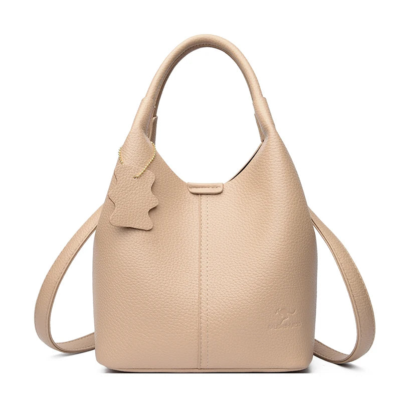 Women’s Soft Bucket Shoulder Bag | Elegant Top-Handle Tote