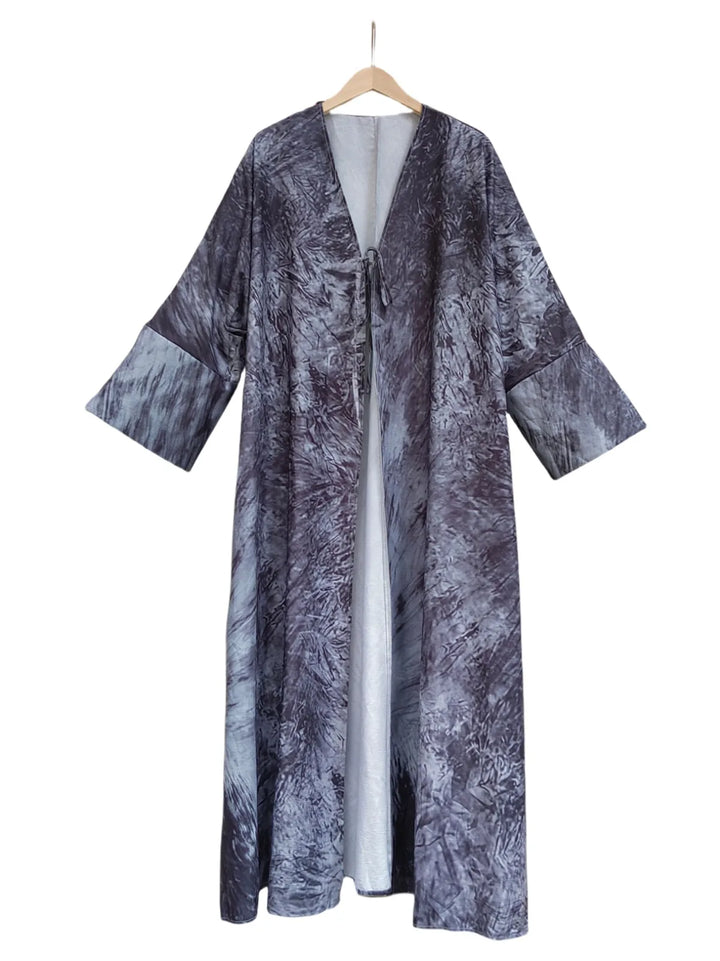 Women’s Open Abaya | Artistic Tie-Dye Modest Layering Design