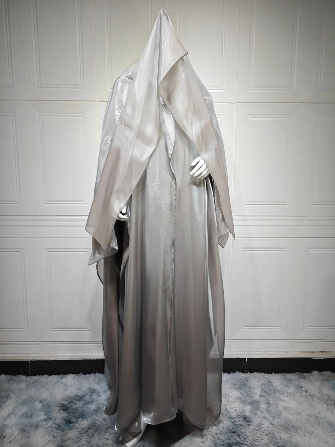 Abaya Open Front Satin Elegant Modest