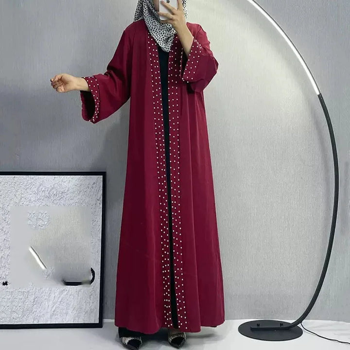 Women’s Pearl Detail Open Abaya | عباية مفتوحة بتفاصيل لؤلؤية