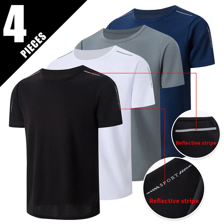 Men’s Printed Quick-Dry Sports T-Shirt 1/4 Pack | تيشيرت رياضي رجالي مطبوع فردي أو ٤ قطع