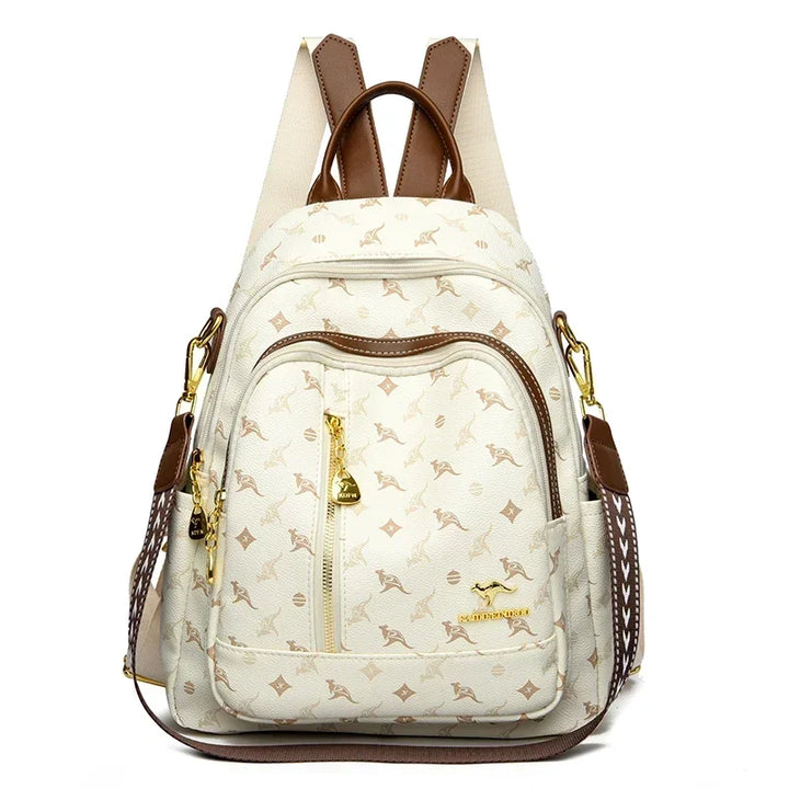 Women’s Leather-Look Travel Backpack | حقيبة ظهر نسائية أنيقة للسفر