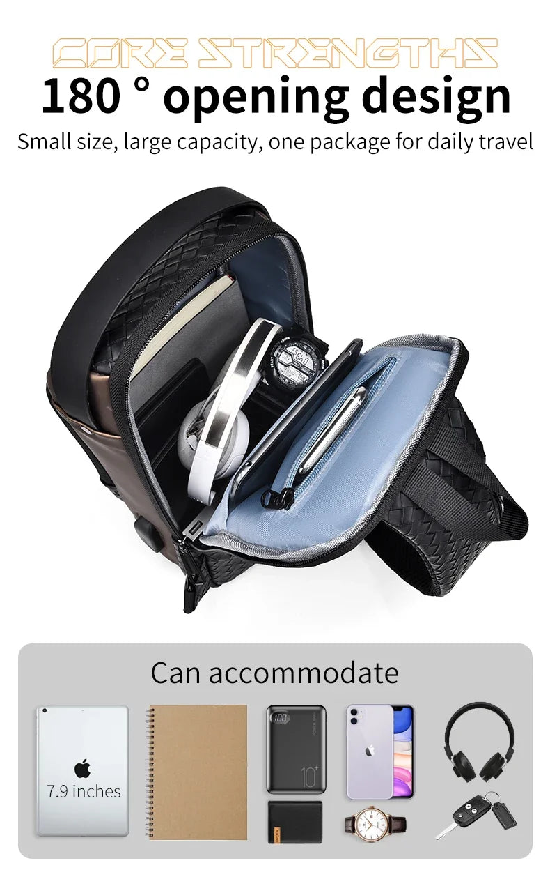Men’s PU Anti-Theft Chest Bag | حقيبة صدر رجالية PU مضادة للسرقة