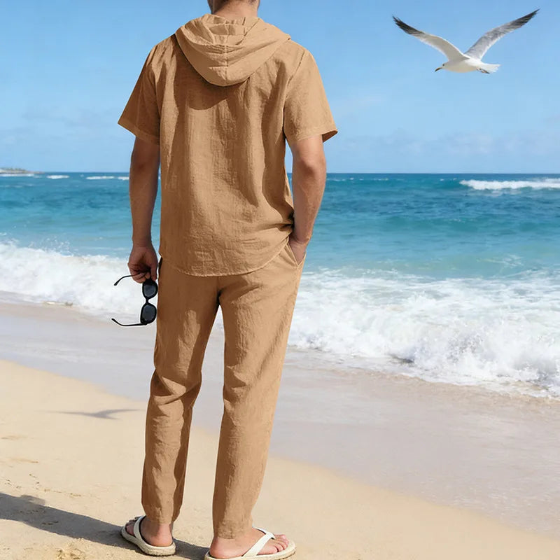 Men’s Summer Beach Set | Casual Short Sleeve Shirt & Shorts Outfit