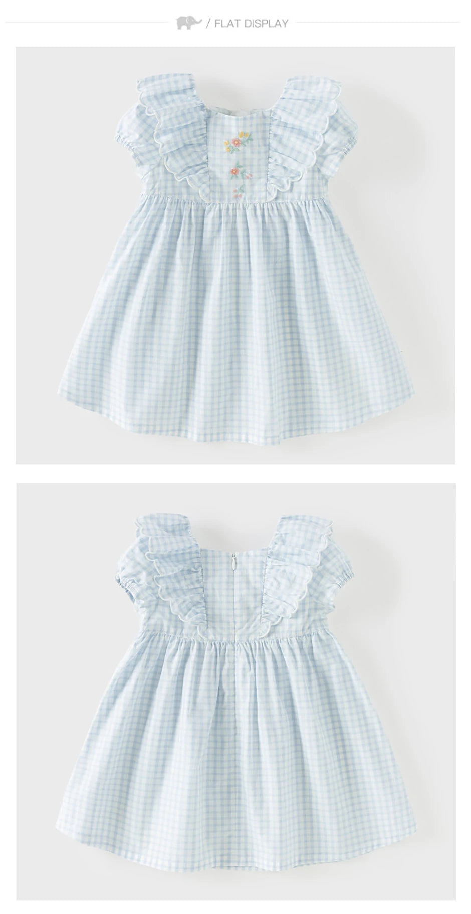 Girls Blue Plaid Cotton Dress