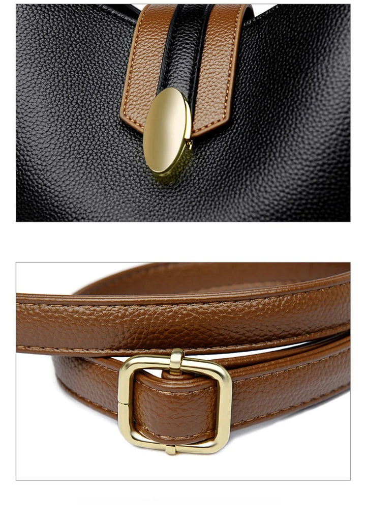 Women’s Casual Leather-Look Tote Bag | حقيبة توت نسائية عملية