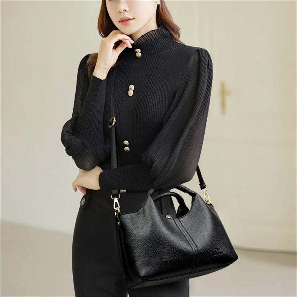 Women’s Soft Leather-Look Tote Bag | Elegant Daily Handbag