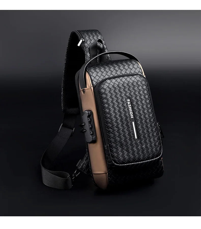 Men’s PU Anti-Theft Chest Bag | حقيبة صدر رجالية PU مضادة للسرقة