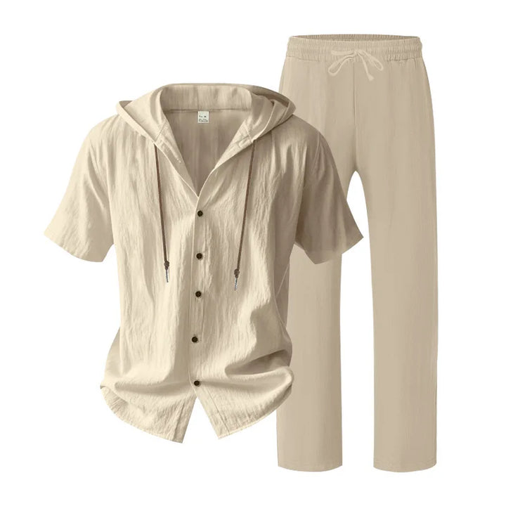Men’s Linen Summer Set | Breathable Short Sleeve Shirt & Pants