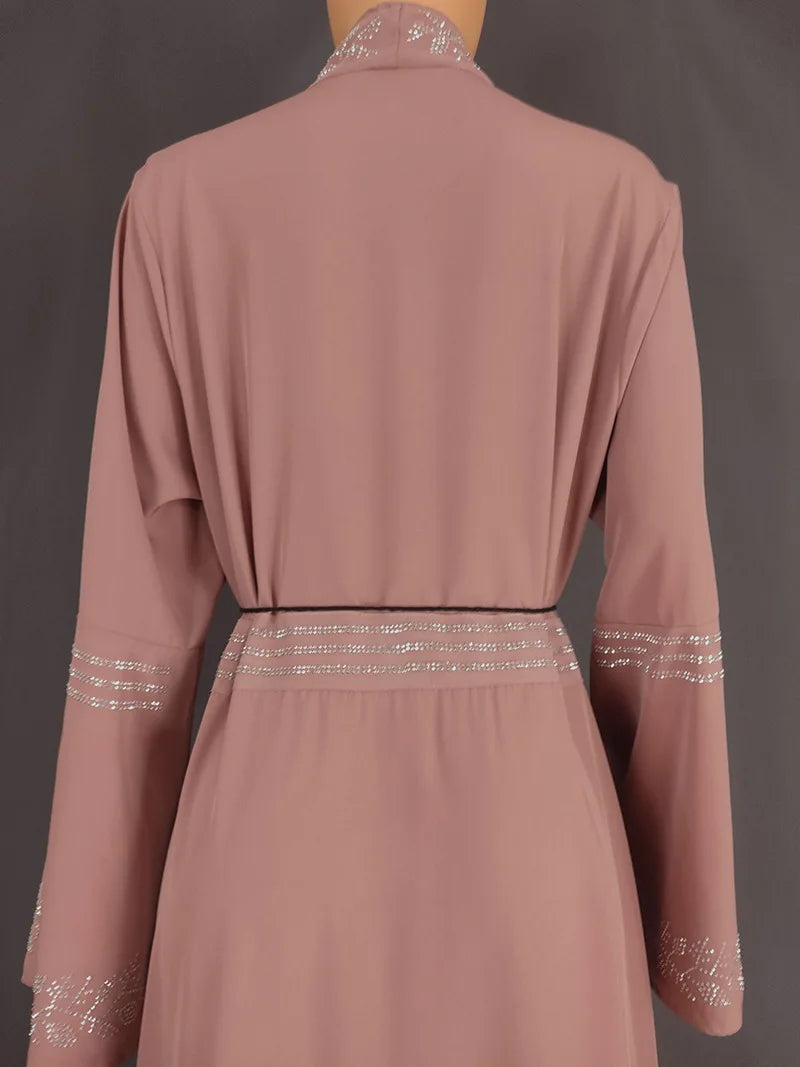 Women’s Crystal Rhinestone Open Abaya | عباية مفتوحة بتفاصيل كريستالية راقية