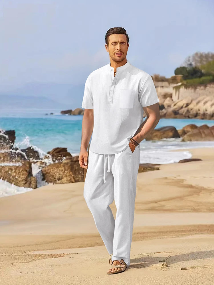 Men’s Summer Beach Set | Casual Short Sleeve Shirt & Shorts Outfit