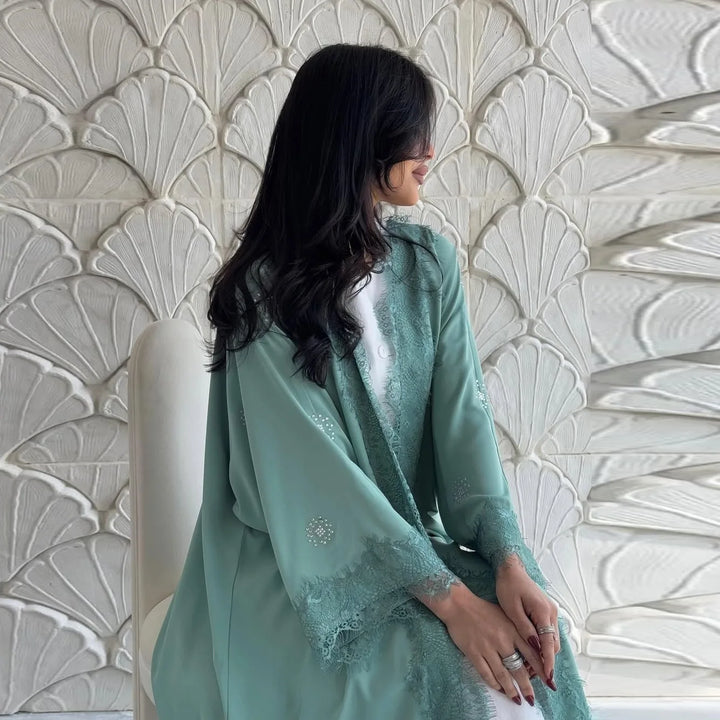 Women’s Abaya | Elegant Lace Splicing Modest Party Design