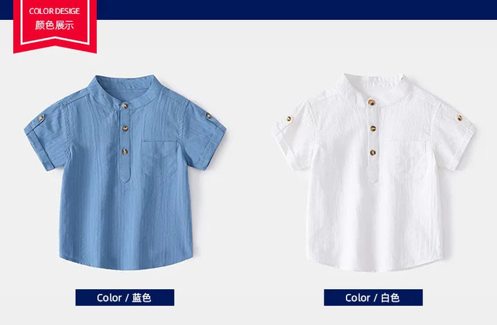Boys’ Lightweight Linen Short Sleeve Shirt | قميص أطفال لينن خفيف