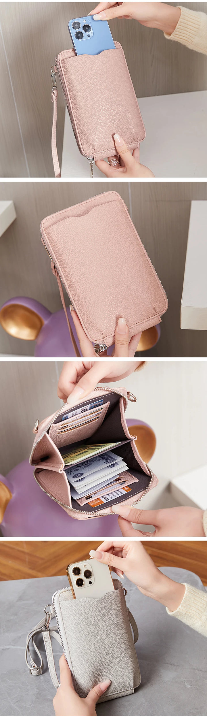 Women’s Minimalist PU Crossbody Phone Bag | حقيبة هاتف نسائية كروس بودي بتصميم بسيط