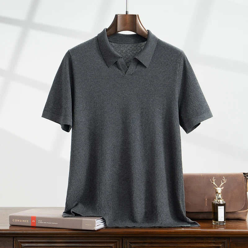 Men’s Mulberry Silk Knit Polo Shirt
