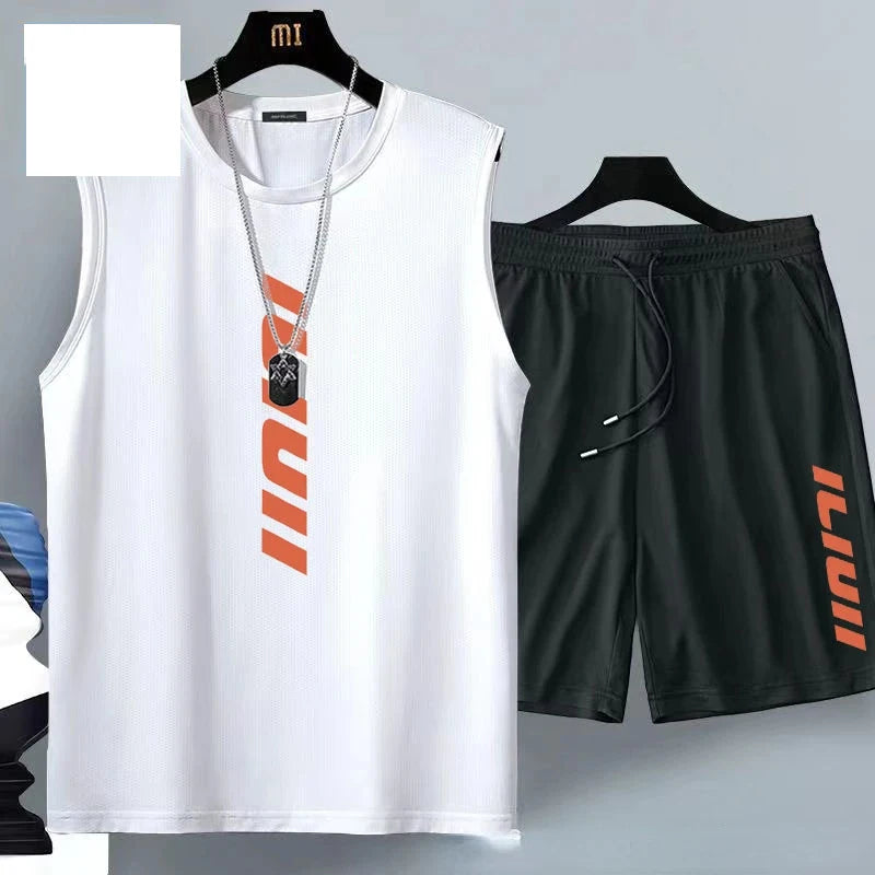 Men’s Breathable Sports T-Shirt & Shorts Set | طقم رياضي رجالي خفيف تيشيرت وشورت