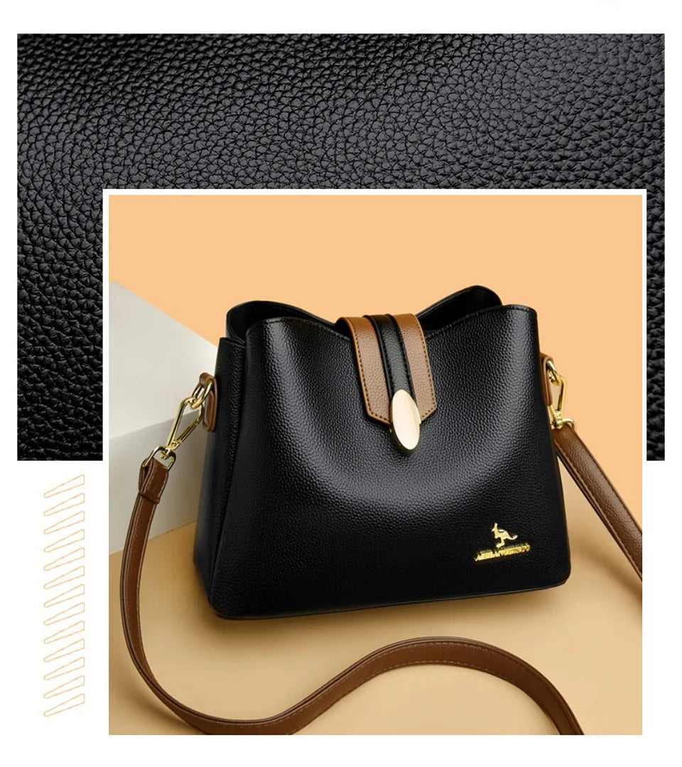 Women’s Casual Leather-Look Tote Bag | حقيبة توت نسائية عملية